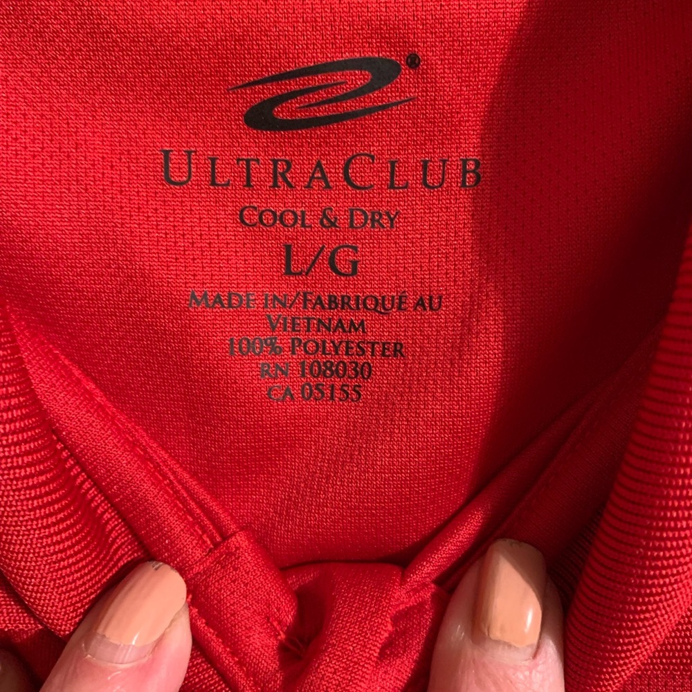 NWT Men’s Sz Lg Ultra Club red cool & dry sport polo style shirt. - Picture 3 of 4